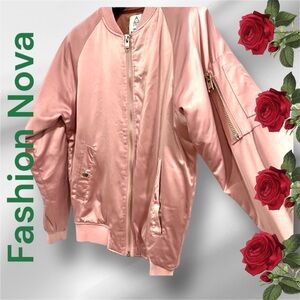 ITS A FASHION NOVA BOMBER JACKET Size:S in Baby Pink Has zippers & Pockets NWOT